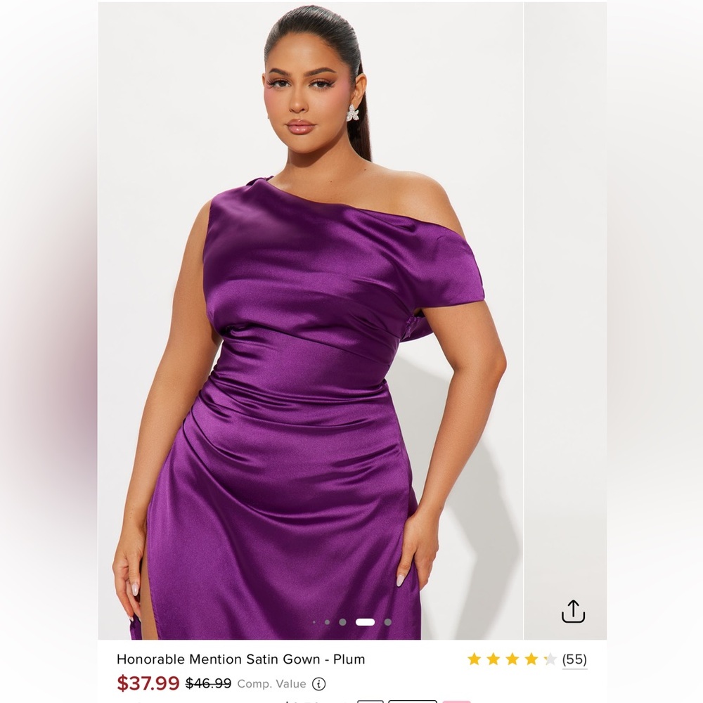 Fashion Nova Purple Asymmetrical Ruched Gown